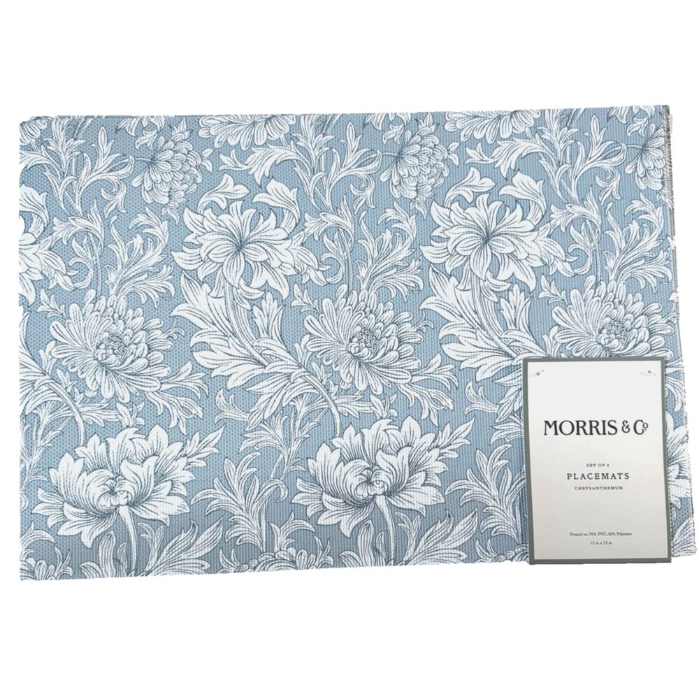 Morris & Co Chrysanthemum Placemats Set of 8 PVC Polyester English Garden